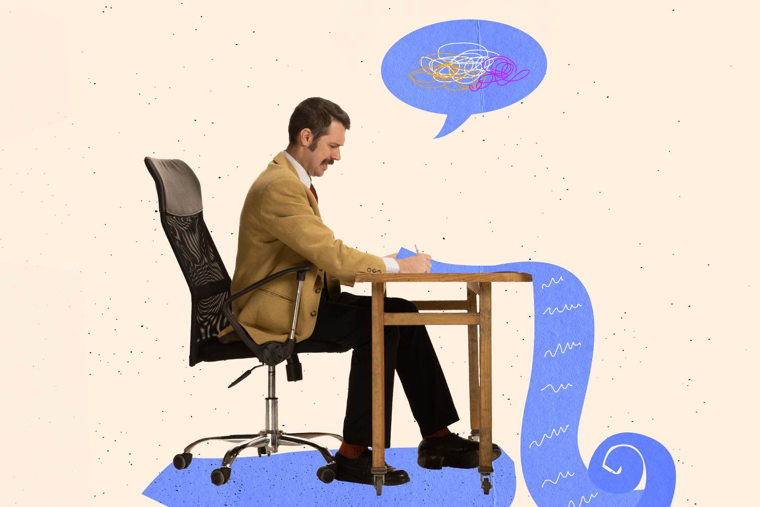 a man setting on a desk from How Does Money Affect Your Mental Health article on Money Fellows