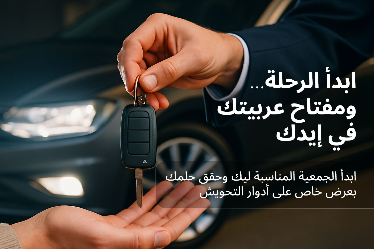 إيد ماسكة مفتاح عربية وبتسلّمه لحد وفي الباك جراوند عربية من مقال مقدم العربية على مدونة علم الجيب من ماني فيللوز