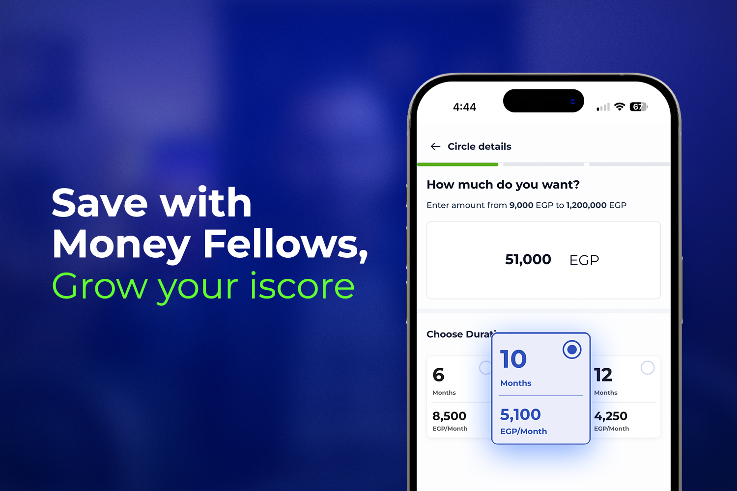 a mobile with money fellows app and money circles details on its screen from 7 Smart Habits to Improve Your I-Score Step by Step article